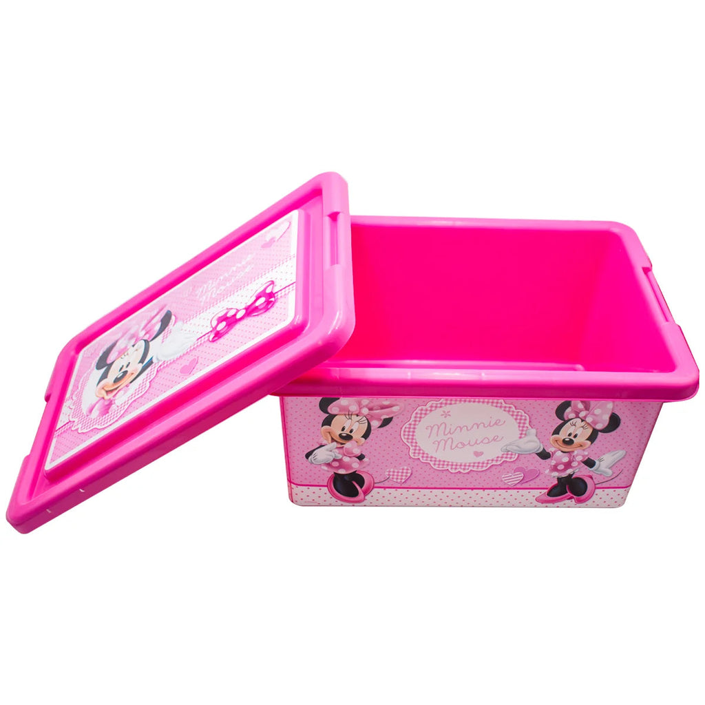 Juguetero organizador Magia Nostálgica de plástico rosa con diseño de Minnie Mouse y tapa de 7 litros