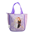 Lonchera Magia Nostálgica morada de Frozen con Elsa y Anna, ideal para llevar snacks con estilo temático.