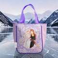 Lonchera Magia Nostálgica morada de Frozen con Elsa y Anna, ideal para llevar snacks con estilo temático.