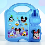 Lonchera infantil Magia Nostálgica de plástico azul con botella integrada y diseño de emojis de personajes Disney