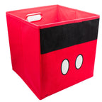 Magia Nostálgica red Mickey Mouse fabric storage bin with black trim and white button details for home organization