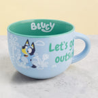 Taza jumbo de cerámica Magia Nostálgica con diseño de Bluey en azul claro y verde, capacidad de 820ml