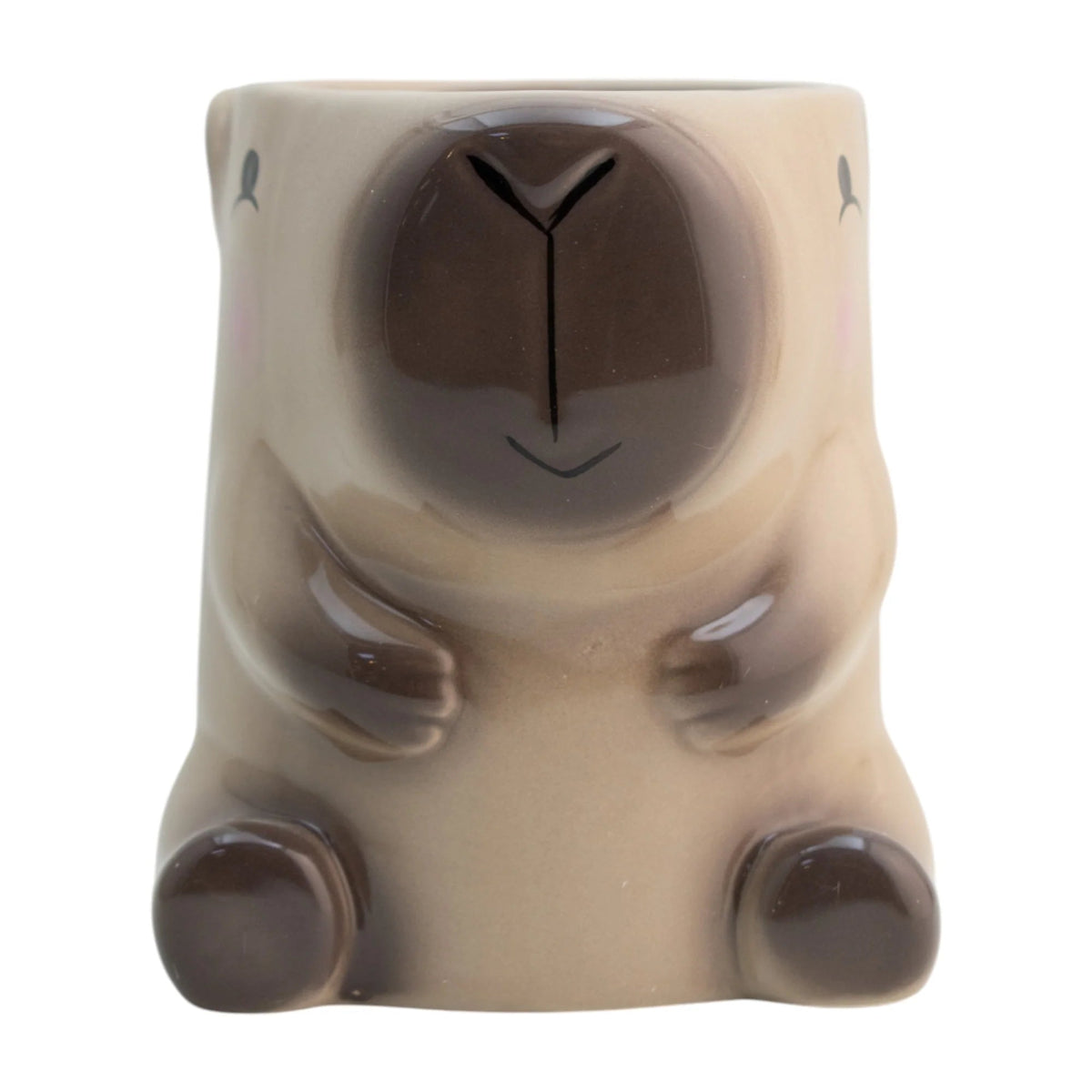 Taza de cerámica 3D con forma de capibara color beige de Magia Nostálgica, capacidad de 400 ml con acabado brillante.