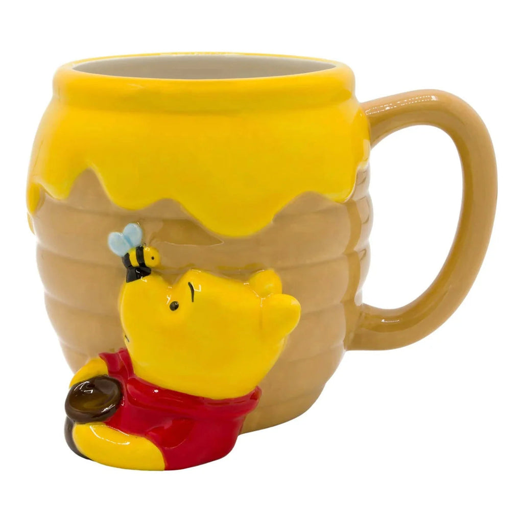 Taza de cerámica 3D Magia Nostálgica con diseño de Winnie Pooh y panal de miel en color amarillo brillante
