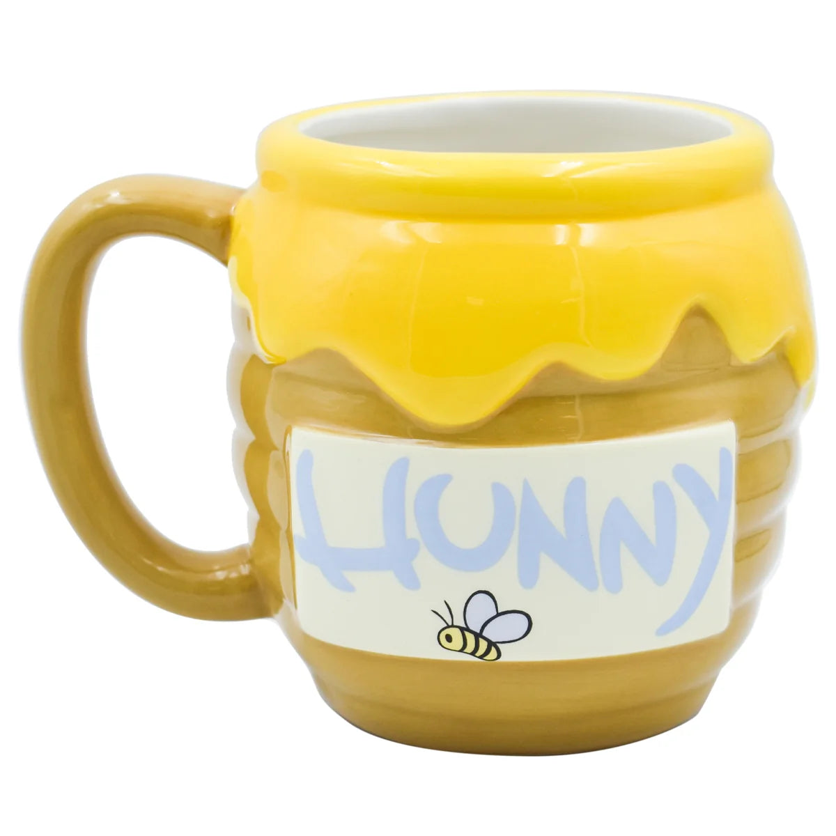 Taza de cerámica 3D Magia Nostálgica con diseño de Winnie Pooh y panal de miel en color amarillo brillante