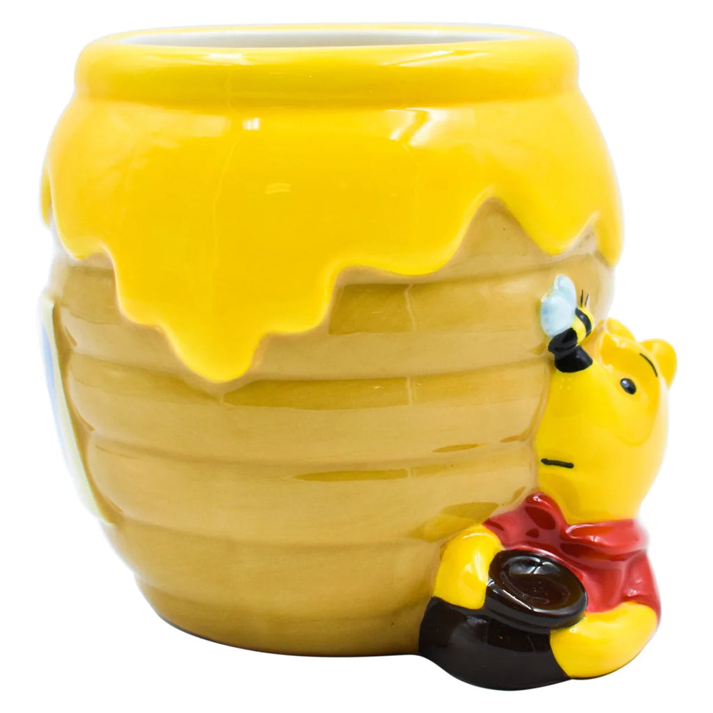 Taza de cerámica 3D Magia Nostálgica con diseño de Winnie Pooh y panal de miel en color amarillo brillante
