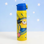 Termo de acero inoxidable Magia Nostálgica de 400ml con diseño amarillo de Minion y tapa azul con seguro