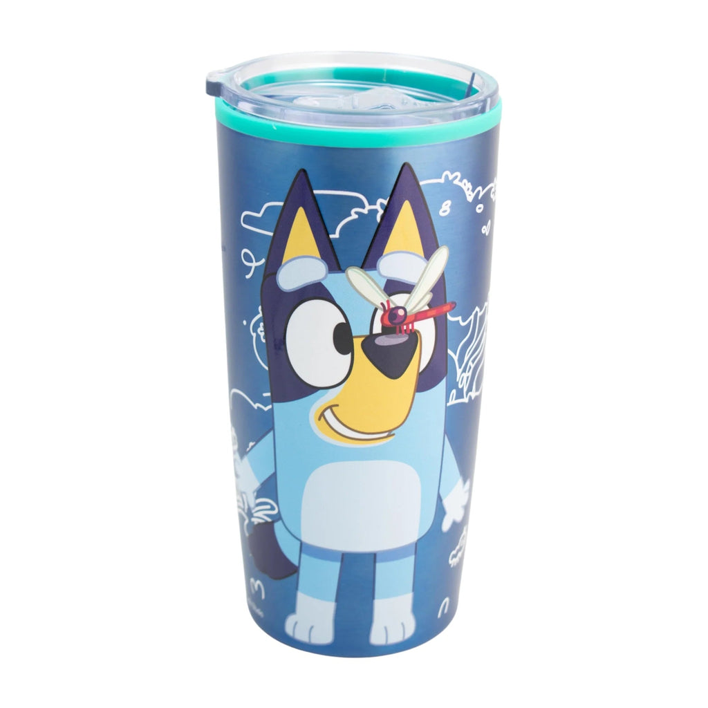 Termo Magia Nostálgica de acero inoxidable con diseño de Bluey, 500ml, doble pared y tapa deslizable.