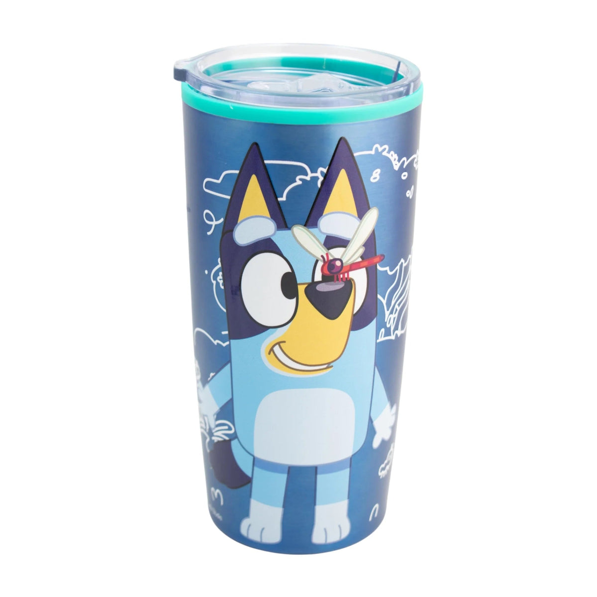 Termo Magia Nostálgica de acero inoxidable con diseño de Bluey, 500ml, doble pared y tapa deslizable.