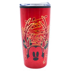 Termo Magia Nostálgica de acero inoxidable rojo con diseño navideño de Mickey Mouse y cuernos de reno