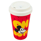 Vaso Magia Nostálgica de Mickey Mouse color rojo con tapa blanca y diseño de Oh Boy para café de 565ml