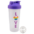Vaso shaker Magia Nostálgica Disney Pride de 600ml con diseño Love y silueta de Mickey arcoíris, incluye bola mezcladora